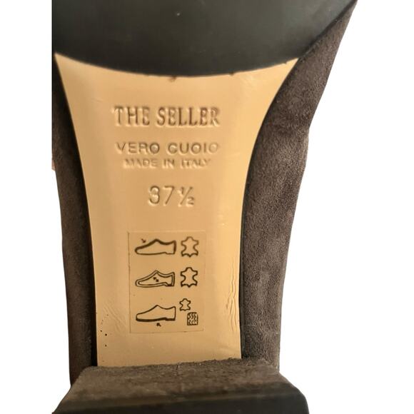 NEW The SELLER Block Heel Pump •37.5/. 7• Brown Suede Round Toe Heel Shoes ITALY - Picture 8 of 9